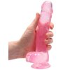 Realistické dildo s varlaty a přísavkou RealRock 8"  růžové