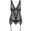 Dámský korzet se šněrováním a podvazky Obsessive Emperita (Velikost S/M)
