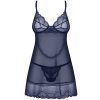 Průsvitná erotická košilka a tanga Obsessive Nightly Blue (Velikost XS/S)