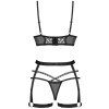 Trojdílný set krajkového prádla Obsessive Blomentis (Velikost XS/S)