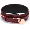 Uzamykatelný kožený obojek s vodítkem Liebe Seele Wine Red