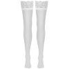Bílé punčochy s krajkovým lemem Cottelli (Velikost S)