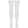 Bílé punčochy s krajkovým lemem Cottelli (Velikost S)