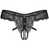 Krajková tanga s otvorem a řetízkem Obsessive Trinise (Velikost S/M)