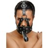 Kožený postroj na hlavu s latexovým dildem a roubíkem ZADO