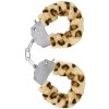 Kovová pouta na ruce s plyšovým kožíškem Furry Fun Cuffs  leopard