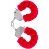 Kovová pouta na ruce s plyšovým kožíškem Furry Fun Cuffs  červená