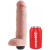Stříkající realistické dildo s varlaty Pipedream King Cock 10"  25,4 cm